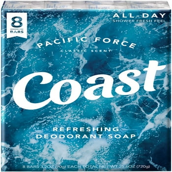Coast Bar Soap, Classic Scent, Refreshing Deodorant, 8 Bars, Each 4.0 oz