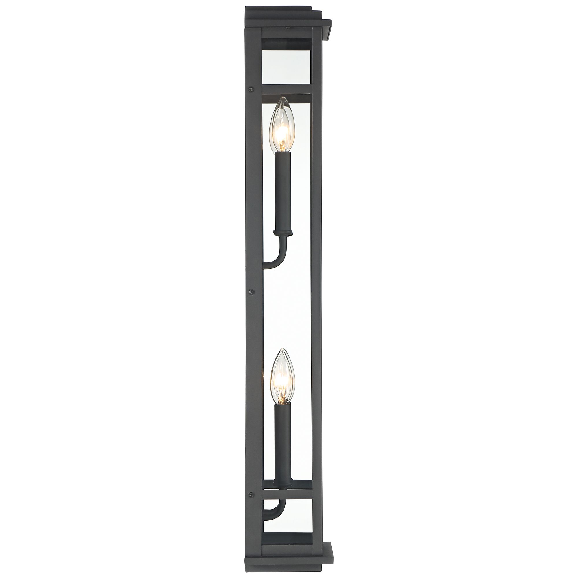 Possini Euro Design Metrix 30" High Farmhouse Rustic Rectangular Outdoor Wall Light Fixture Mount Porch 4-Light Black Glass Shade