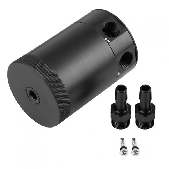 Universal Aluminum Car Engine Oil Catch Can Breather Tank Kit Black