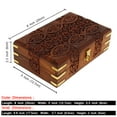 thumbnail image 3 of Ajuny Wooden Hand Carved Decorative Floral Carvings Jewelry Storage Organiser Multipurpose Trinket Keepsake Jewellery Box 8x5 inch, 3 of 5