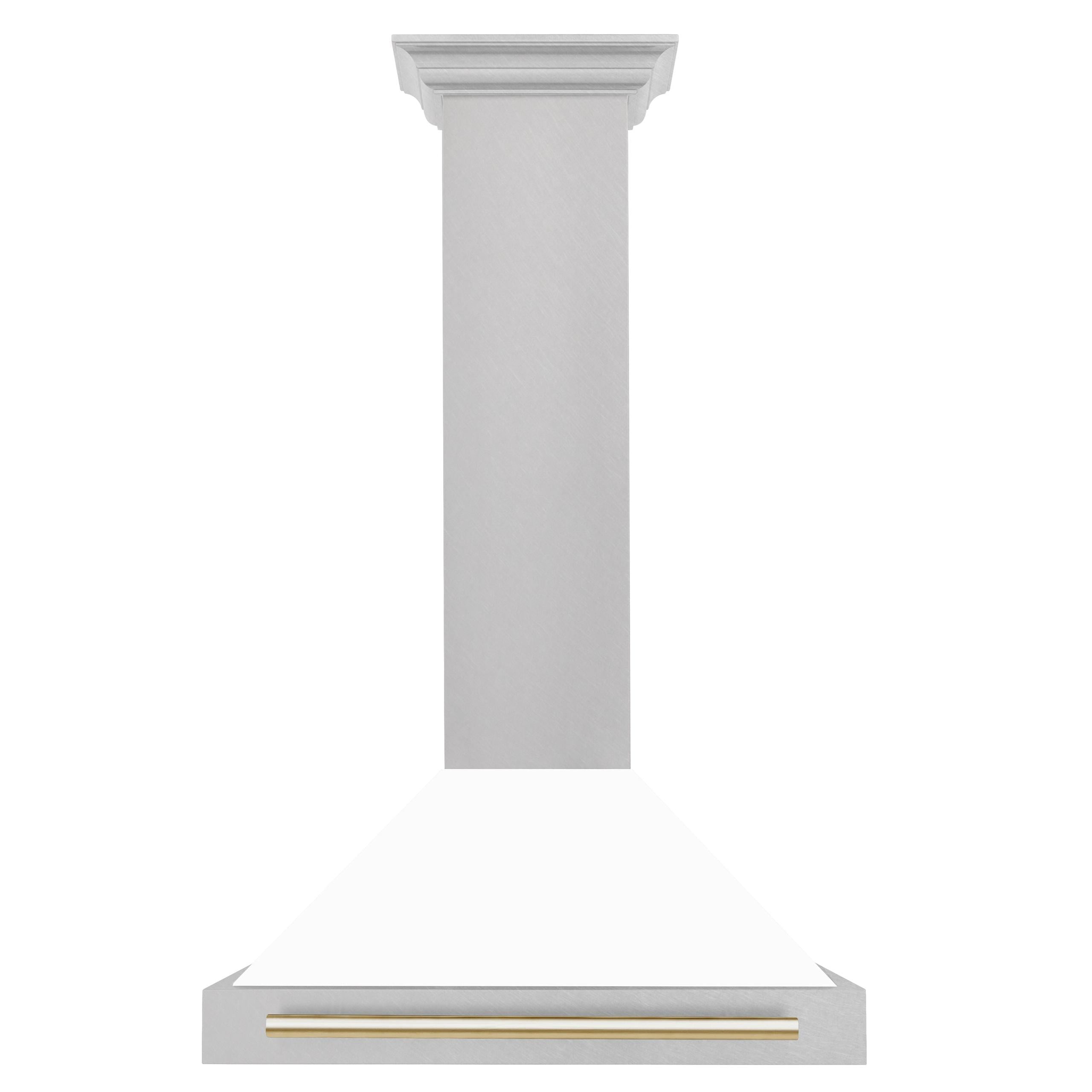 ZLINE 30 ZLINE Autograph Edition DuraSnow Stainless Steel Range Hood with White Matte Shell and Matte Black Handle (KB4SNZ-WM-3