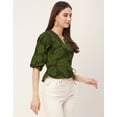 thumbnail image 3 of Moomaya Printed Wrap Tops For Women, V-Neck Cotton Casual Chic Top, 3 of 9