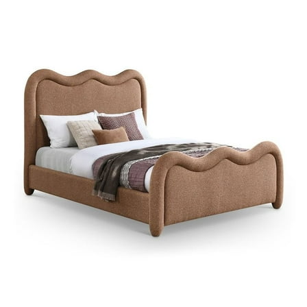 Meridian Furniture Gavin Cognac Chenille Fabric King Bed