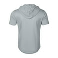 thumbnail image 5 of Men's Summer Short Sleeve Hooded Sweatshirt with Zipper Pocket, Oversized Casual Pullover for Sports, Warm Weather,Light Gray,2XL, 5 of 6