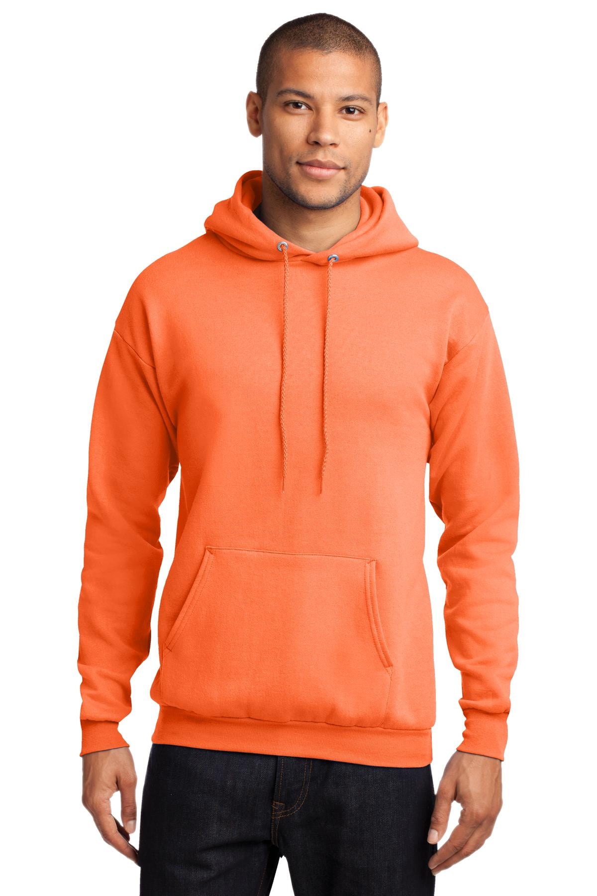 Port /& Company Mens Pullover Pocket Hooded Sweatshirt Orange Small