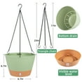 thumbnail image 3 of QCQHDU 2 Pack 10 inch Plastic Green Hanging Planters with 3 Hooks, Hanging Plant Pot Basket with Drainage Hole for Garden Home, 3 of 7