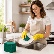 40 Pcs Reusable Scouring Pads, 4x6 in Green Dish Scrubber Scouring Pads for Dishwashing, Kitchen Cleaning and Stainless Steel Grill Maintenance