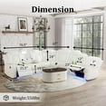 thumbnail image 3 of Power Reclining Sectional Sofa, Living Room Furniture Set with USB Chargers and Storage Console, Leather Recliner Sofa for Living Room/Apartment/Office/Home Theather (Creamy White), 3 of 5