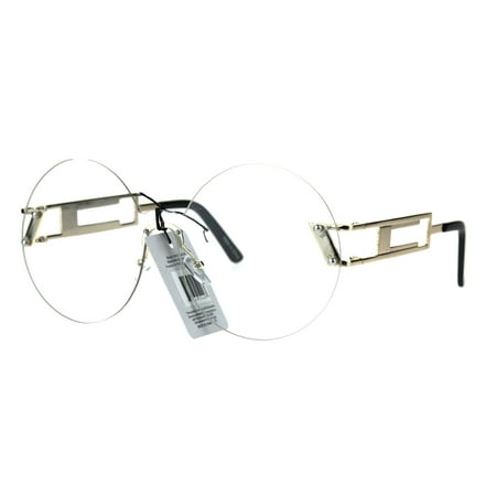 - Clear Lens Round Shield Retro Circle Lens Hippie Eye Glasses Gold