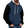 thumbnail image 2 of Fgnfyis Men's Hoodies & Sweatshirts Comfortable Versatile Colorblocking Casual Sport Drawstring Hooded Sweatshirt for All-Day Wear Mens Sweatshirts Navy XL, 2 of 3