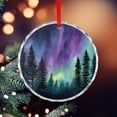 thumbnail image 5 of Glass Ornament Northern Lights Aurora Borealis Winter Forest Holiday Ornaments Colorful Beautiful Unique Home Decor, 5 of 8