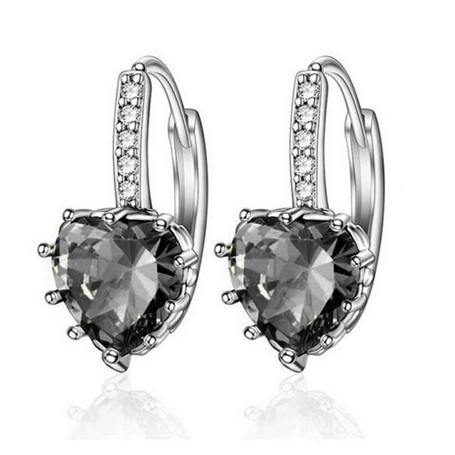 TIMIFIS Boucles d'Oreilles Femmes Boucles d'Oreilles en Forme de Cœur Zircon Multicolore Mode Boucles d'Oreilles Simples