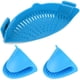 thumbnail image 1 of Tamiz de silicona para enganchar, filtro de goteo resistente al calor para colador y tamiz a presión en tazones, ollas y sartenes, con 2 guantes de silicona, Xemadio LL-2221-1, 1 of 9