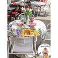thumbnail image 5 of Outdoor Tablecloths with Umbrella Hole & Zipper, Spring Groundhog Round Tablecloths 60 Inch, Watercolor Sunflower Botanical Butterfly Waterproof Table Cloth, Patio/Pool/Picnic Table Covers, 5 of 8