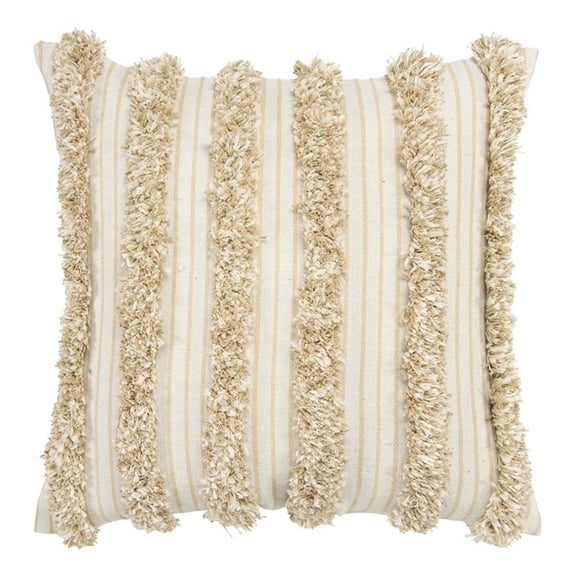 Donny Osmond Stripe 20" x 20" Cotton Canvas Pillow Cover-Beige