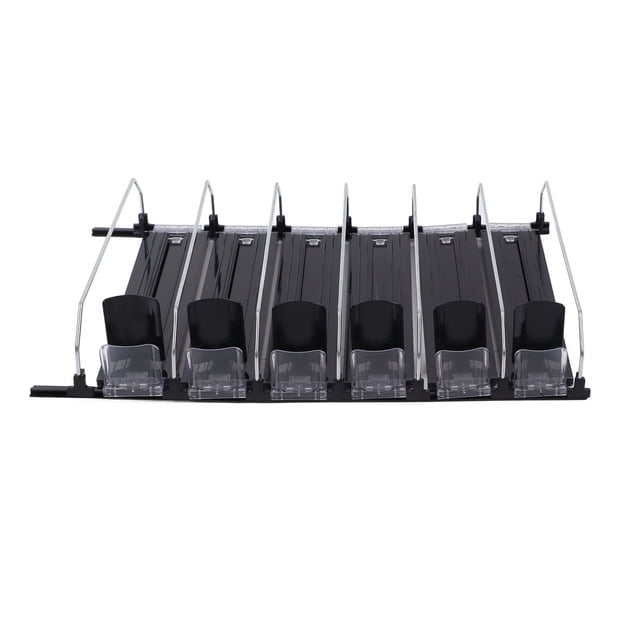 Organizador de bebidas sin esfuerzo, apiladores de latas para refrigerador que ahorran espacio, de ancho de deslizamiento ajustable, color negro, diseño de empuje automático, 38 cm/15