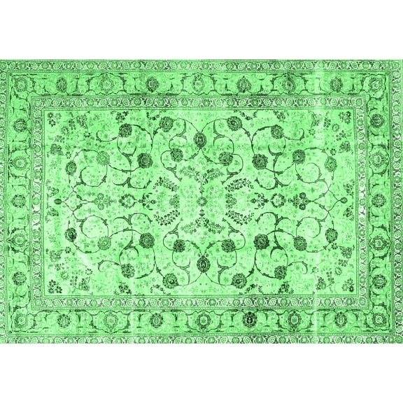 Ahgly Company Indoor Rectangle Persian Emerald Green Traditional Area Rugs, 5' x 7'