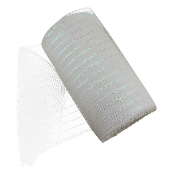 Riforla Christmas Decoration Mesh Flower Packaging Mesh Gold Wire Mesh Roll for Wreaths Wrapping 15cmX10 Size Gift Wrapping Paper Home Decor White