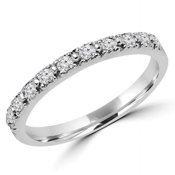 MD170320-8.5 0.25 CTW Round Diamond Semi-Eternity Wedding Band Ring in 14K White Gold, Size 8.5