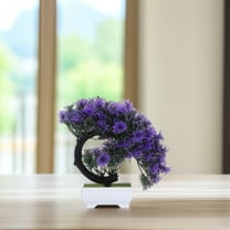 GOOHOCHY Decorative Potted Tree Artificial Bonsai Tree Purple PP 1Set 9.8X8.7X3.9In