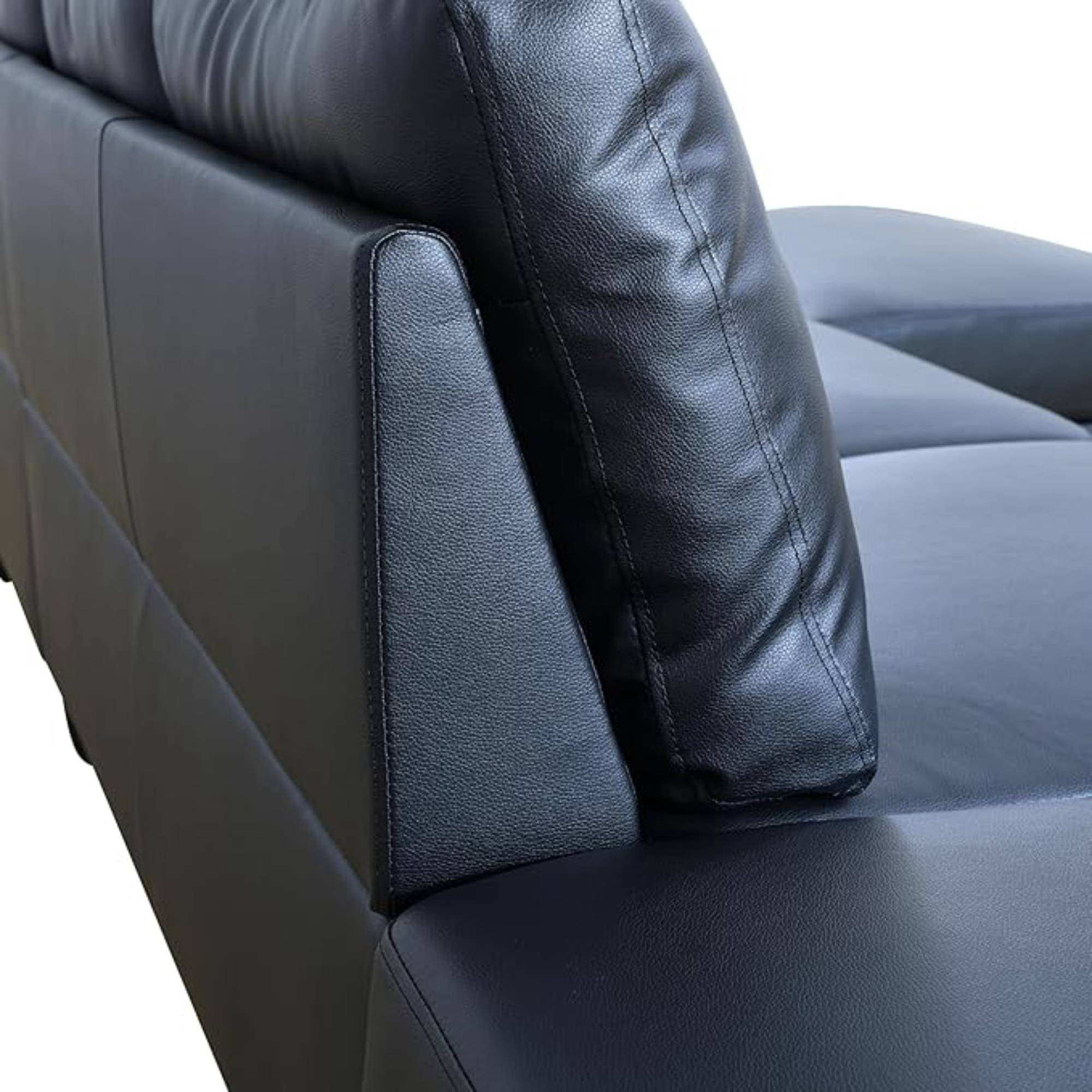 Modular Sectional Sofa, Leather L Shape Sleeper Sofa Couch with Chaise for Living Room Furniture Sets, Black
