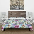 thumbnail image 2 of Designart 'Blue Bird And Blue and Purple Blossoming Flowers' Floral Duvet Cover Set, 2 of 4