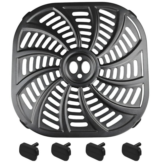 Gourmia 7 Qt Air Fryer Accessories, Square Design Tray Replacement, Carbon Steel and Silicone, 22.6 x 22.6 cm, FDA Standard, Includes 4 Non-Slip Feet