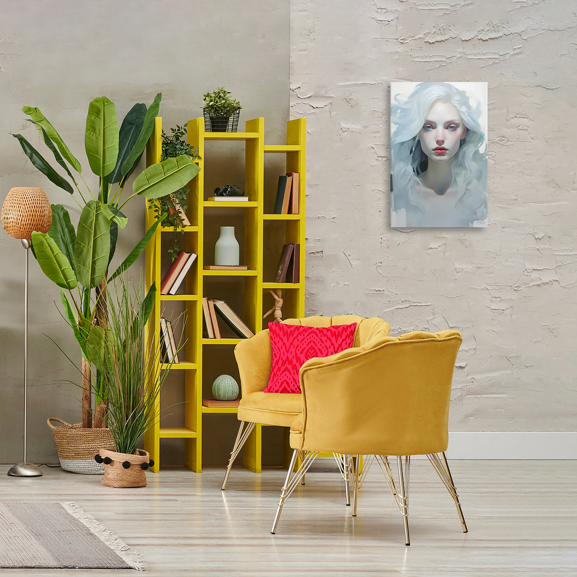 Stupell Industries Flowing Hair Visage Novelty Painting Gallery Wrapped Canvas Art Print Wall Art, 16 x 24