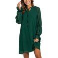 thumbnail image 2 of VISgogo Vestido Corto Mujer, Color Sólido Escote en V Manga Larga Amarre Volante Suelto Una Pieza para Primavera Otoño, S/M/L/XL VISgogo moda, 2 of 9