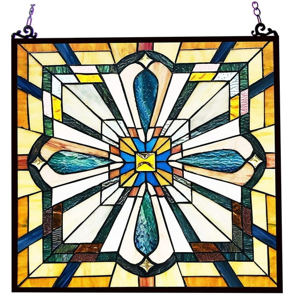 RADIANCE Goods Tiffany-Style Mission Stained Glass Window Panel 20" Height