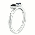 thumbnail image 3 of Sterling Silver Stackable Expressions Cr. Sapphire Double Heart Ring Size 6, 3 of 3