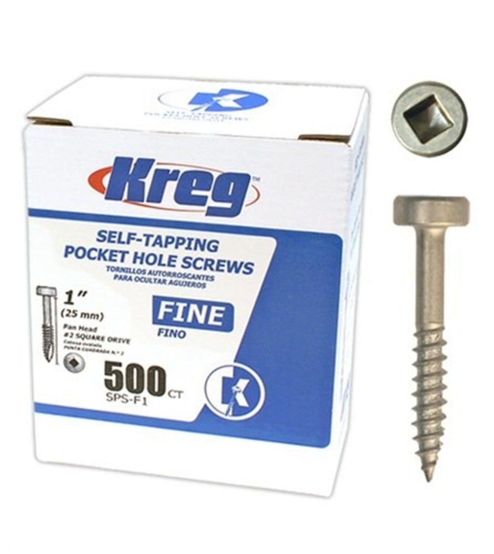 Kreg SML-F150 Pocket Hole Screws 1-1/2-Inch #2 Square Drive Washer-Head 500ct 