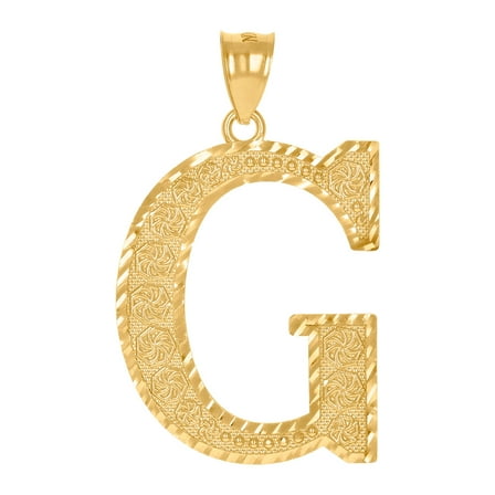 10k Gold Dc Mens Letter G Height 46.1mm X Width 32.6mm Initial Charm Pendant Necklace for Men