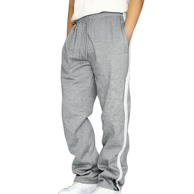 fheaev Sweatpants for Men Fleece Workout Pants with Pockets Drawstring Waistband Athletic Running Trousers Heavyweight Straight Leg Joggers Loose Fit Splicing Overalls Casual Workout Pants