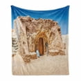 thumbnail image 1 of Galaxy Soft Flannel Fleece Throw Blanket, Abandoned Sets of Movie in Tunisia Desert Phantom Menace Galaxy Themed Image, Cozy Plush for Indoor and Outdoor Use, 50" x 70", Brown Blue, by Ambesonne, 1 of 6