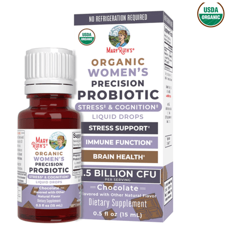 MaryRuth's Women's Precision Probiotic Stress & Cognition Drops, Chocolate, 0.5 fl oz