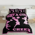 thumbnail image 2 of Castle Fairy 3-Piece Full Size Comforter Set, Black and Pink Cheer Sport Print, 2 of 8
