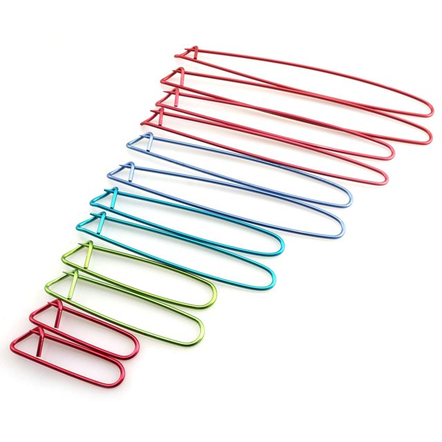 Tegg Soporte para puntadas de tejer, 12 unidades, 6 tamaños, color aluminio, nociones de ganchillo, soportes para puntadas de hilo