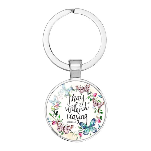 Accesorios Llavero colgante clásico con tema de flores y césped Llavero redondo