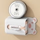 thumbnail image 5 of Dispensador de pañuelos de plástico para pared con diseño de oso, sin perforaciones, para el baño, color blanco y rosa, 5 of 12