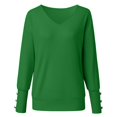 thumbnail image 2 of NAMTYQX Womens Long Sleeve Tops V Neck Warm Solid Lounge Knit Womens Pullover Sweaters Loose Long Sleeve Green Size L, 2 of 4