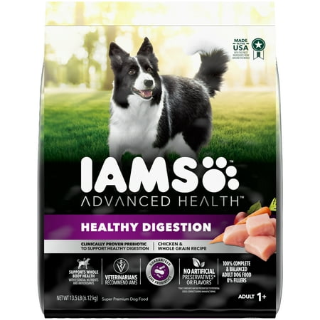IAMS ADVANCED HEALTH Healthy Digestion Chicken & Whole Grain Flavor Dry Dog Food for Adult Dog, 13.5 lb bag