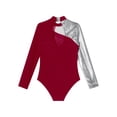 thumbnail image 4 of YiZYiF Kids Girls Long Sleeve Shiny Rhinestones Gymnastics Leotard Cutout Back Dance Performance Bodysuit Burgundy 6, 4 of 5