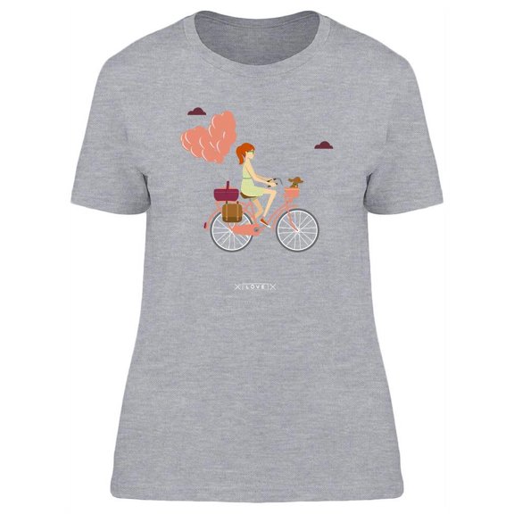 Girl Bicycle Love T-Shirt Women -Image by Shutterstock, Female Medium