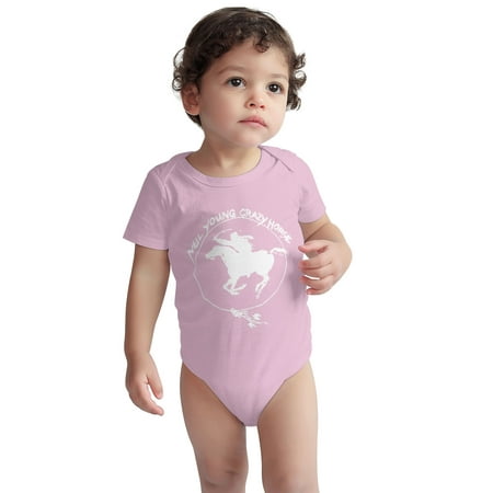 

Neil Baby Onesie Young Crazy Horse Toddler Baby Boys Girls Short-Sleeve Bodysuits Cotton Romper Pink 3 Months