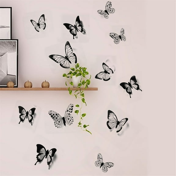 100Fens 12Pcs Decal Wall Stickers Home Decorations Black White