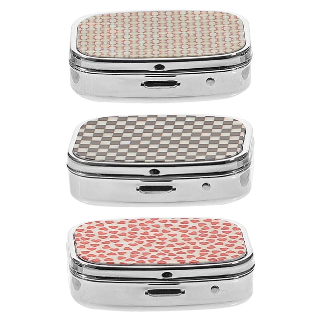MasteelfCA 3Pcs Metal Pills Case 2 Compartments Pills Box Portable Pills Organizer Medicine Storage Box