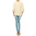 thumbnail image 4 of Women's Solid 3/4 Sleeve Blouse with Puff Sleeves and Lace and Pearl Accent, 4 of 5