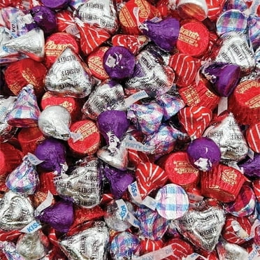 Mother's Day Hershey's Hearts Silver, Kisses  Assortment,  Reese's Red -Bulk (2 Pound Bag)