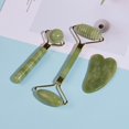 thumbnail image 4 of Rodillo masajeador de jade natural para rostro, cuerpo, espalda, pies, rodillo de masaje facial, antiarrugas, doble extremo, Gua Sha, piedra de jade, 4 of 6
